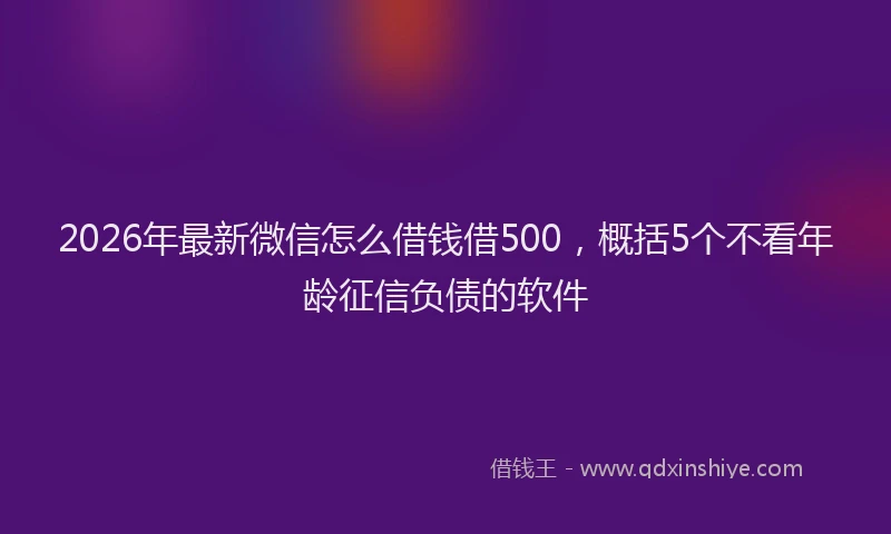 2026年最新微信怎么借钱借500，概括5个不看年龄征信负债的软件