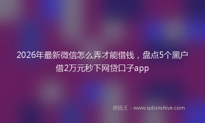 2026年最新微信怎么弄才能借钱，盘点5个黑户借2万元秒下网贷口子app