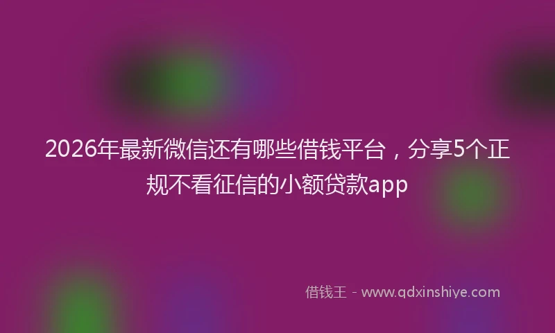 2026年最新微信还有哪些借钱平台，分享5个正规不看征信的小额贷款app