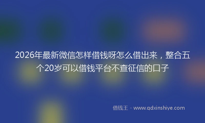 2026年最新微信怎样借钱呀怎么借出来，整合五个20岁可以借钱平台不查征信的口子
