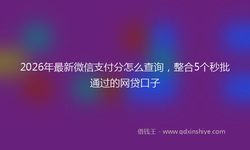 2026年最新微信支付分怎么查询，整合5个秒批通过的网贷口子