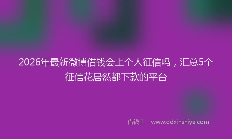 2026年最新微博借钱会上个人征信吗，汇总5个征信花居然都下款的平台