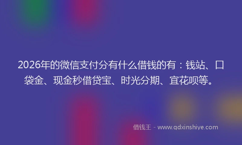 2026年的微信支付分有什么借钱的有：钱站、口袋金、现金秒借贷宝、时光分期、宜花呗等。