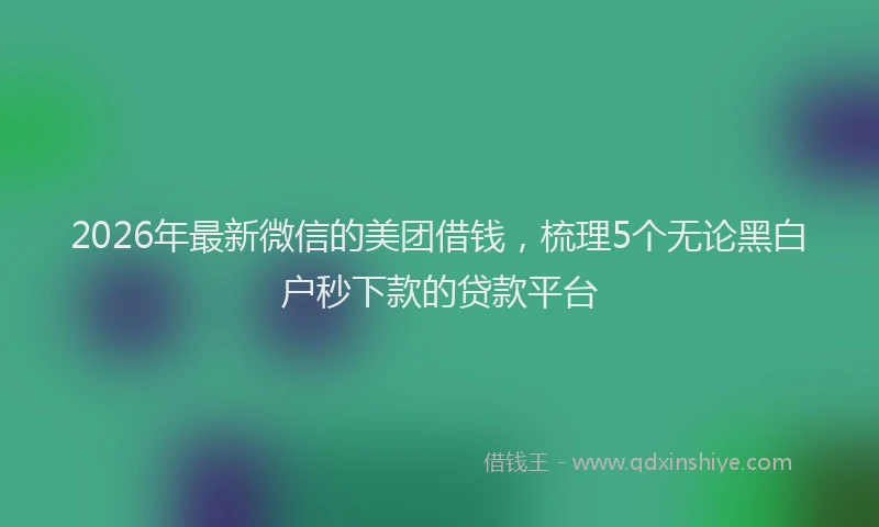 2026年最新微信的美团借钱，梳理5个无论黑白户秒下款的贷款平台