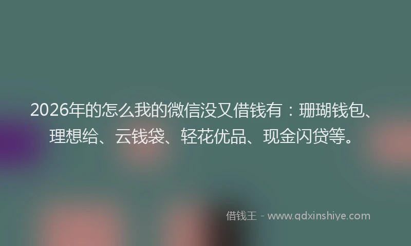 2026年的怎么我的微信没又借钱有：珊瑚钱包、理想给、云钱袋、轻花优品、现金闪贷等。