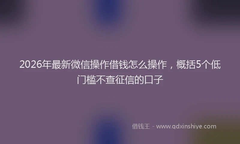 2026年最新微信操作借钱怎么操作，概括5个低门槛不查征信的口子