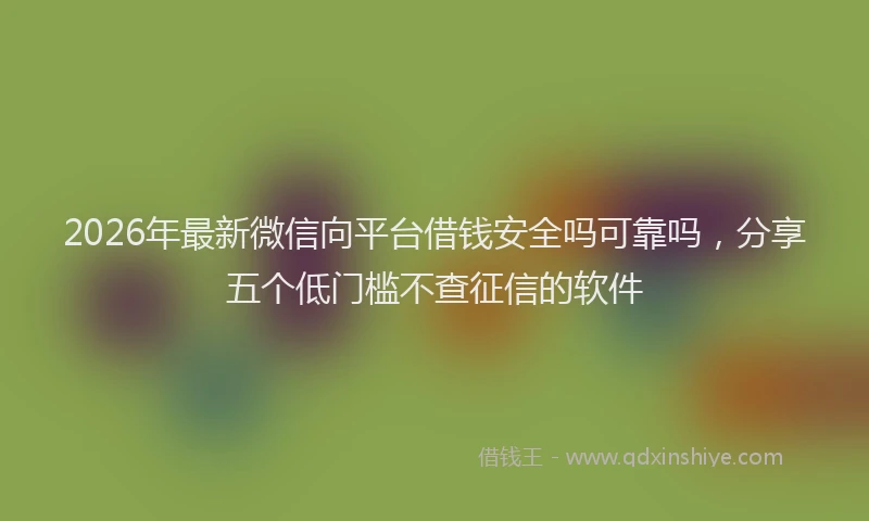 2026年最新微信向平台借钱安全吗可靠吗，分享五个低门槛不查征信的软件