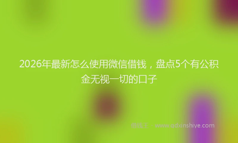 2026年最新怎么使用微信借钱，盘点5个有公积金无视一切的口子