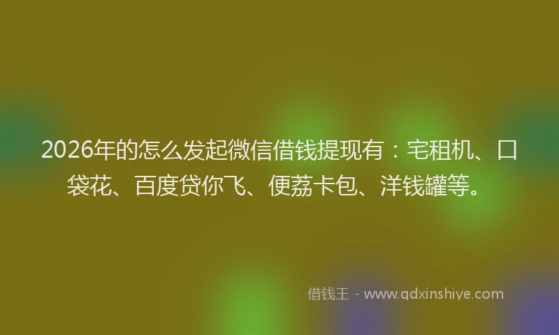 2026年的怎么发起微信借钱提现有:宅租机、口袋花、百度贷你飞、便荔卡包、洋钱罐等。