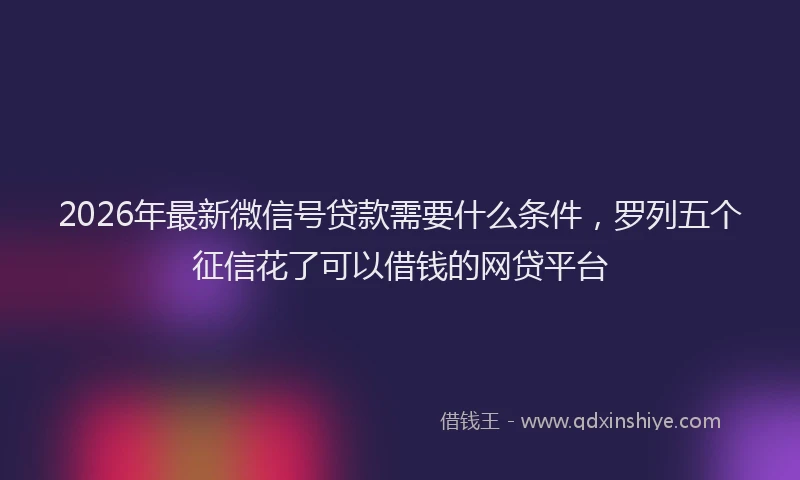 2026年最新微信号贷款需要什么条件，罗列五个征信花了可以借钱的网贷平台