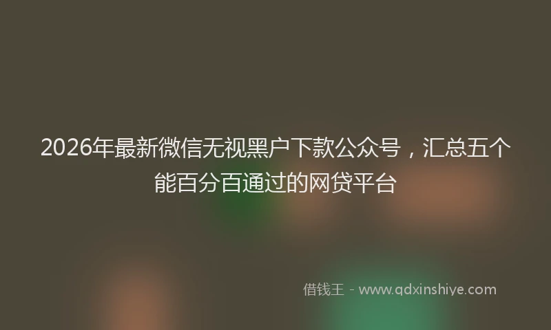 2026年最新微信无视黑户下款公众号，汇总五个能百分百通过的网贷平台
