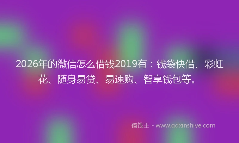 2026年的微信怎么借钱2019有：钱袋快借、彩虹花、随身易贷、易速购、智享钱包等。