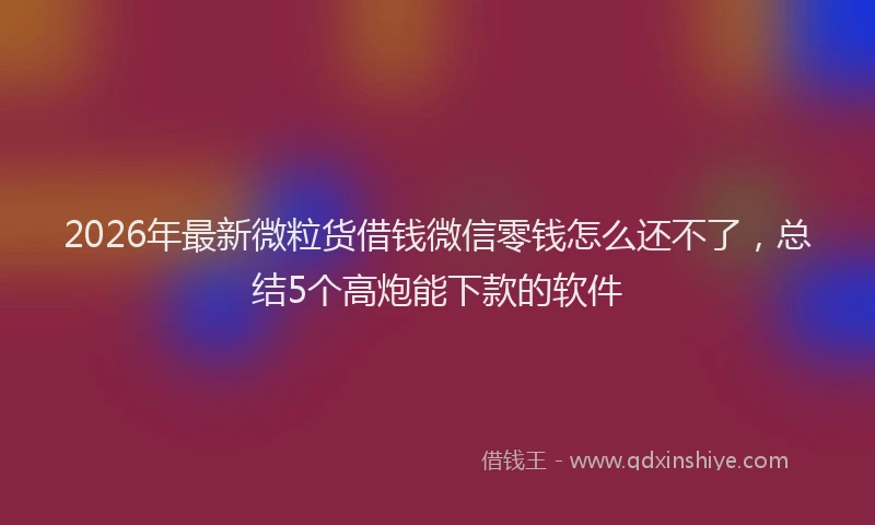 2026年最新微粒货借钱微信零钱怎么还不了，总结5个高炮能下款的软件