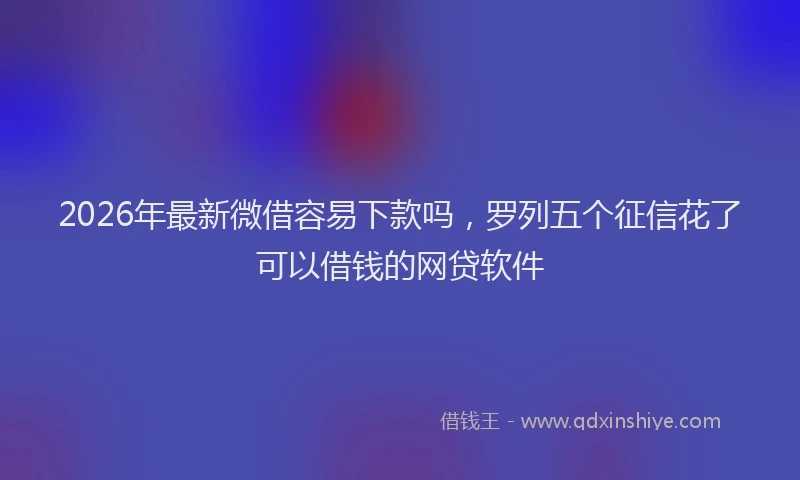 2026年最新微借容易下款吗，罗列五个征信花了可以借钱的网贷软件