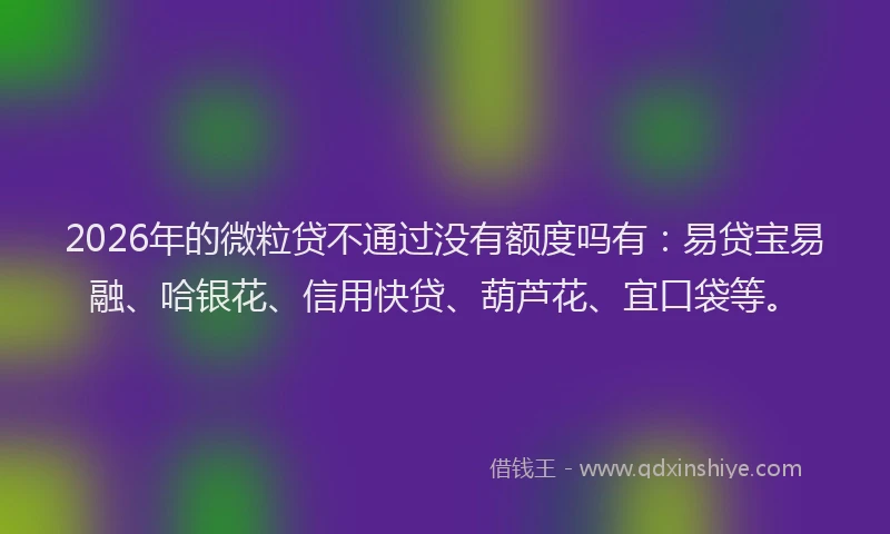 2026年的微粒贷不通过没有额度吗有：易贷宝易融、哈银花、信用快贷、葫芦花、宜口袋等。