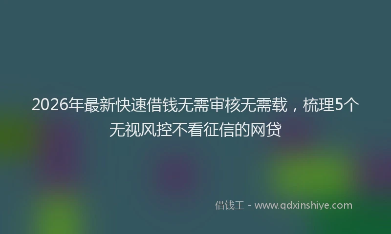 2026年最新快速借钱无需审核无需载，梳理5个无视风控不看征信的网贷