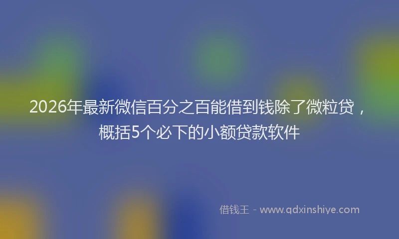 2026年最新微信百分之百能借到钱除了微粒贷，概括5个必下的小额贷款软件