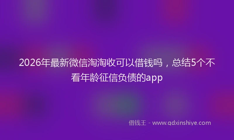 2026年最新微信淘淘收可以借钱吗，总结5个不看年龄征信负债的app