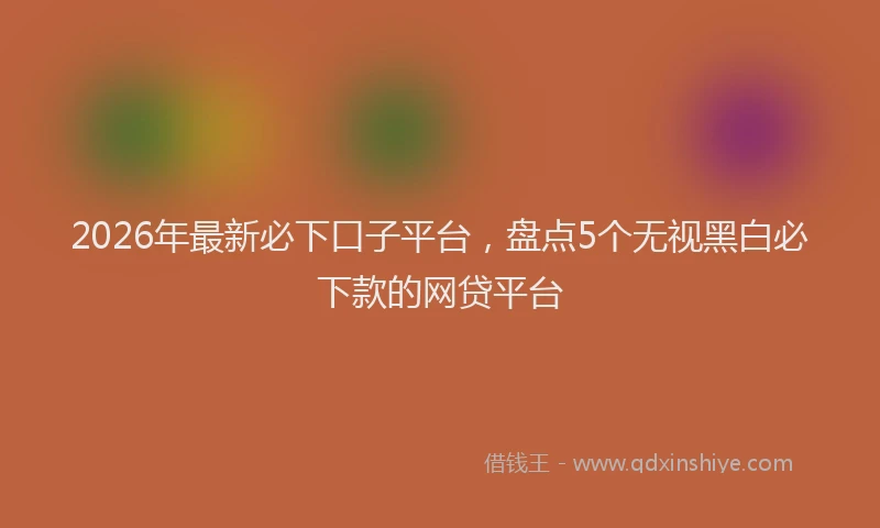 2026年最新必下口子平台，盘点5个无视黑白必下款的网贷平台