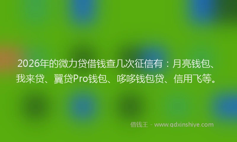 2026年的微力贷借钱查几次征信有：月亮钱包、我来贷、翼贷Pro钱包、哆哆钱包贷、信用飞等。