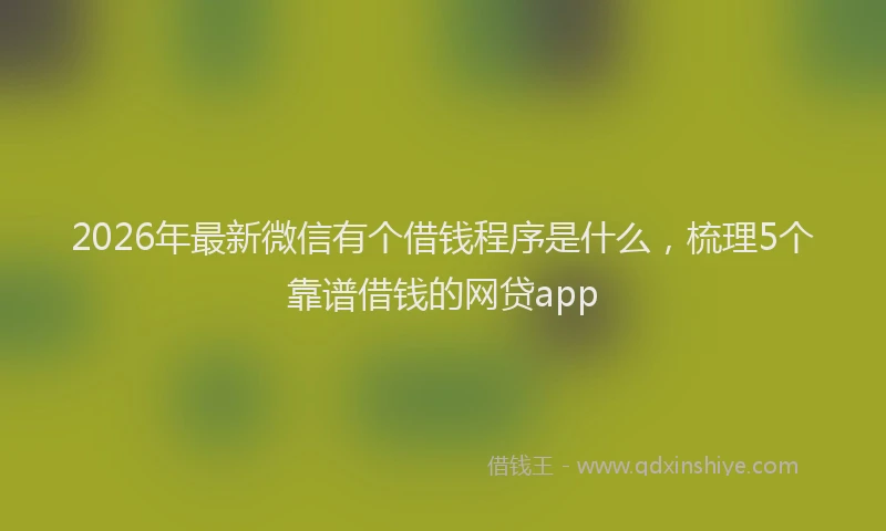 2026年最新微信有个借钱程序是什么，梳理5个靠谱借钱的网贷app