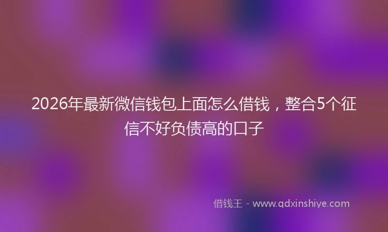 2026年最新微信钱包上面怎么借钱，整合5个征信不好负债高的口子