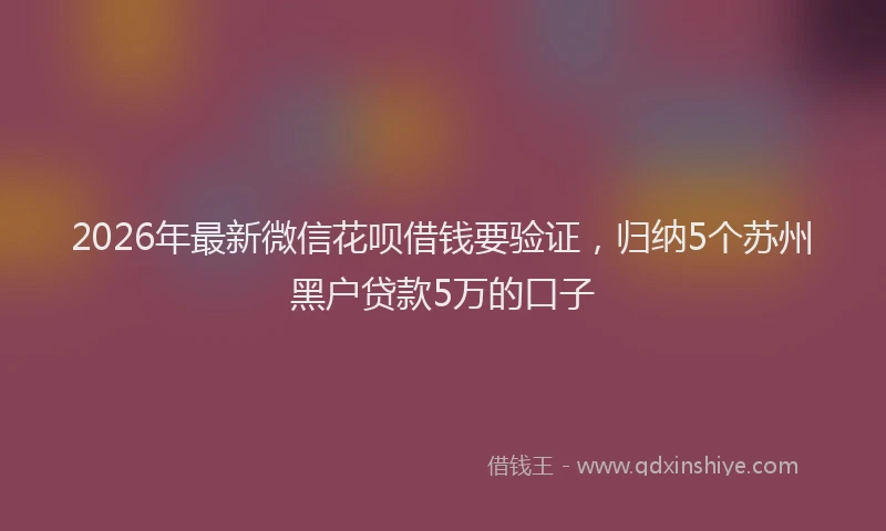 2026年最新微信花呗借钱要验证，归纳5个苏州黑户贷款5万的口子