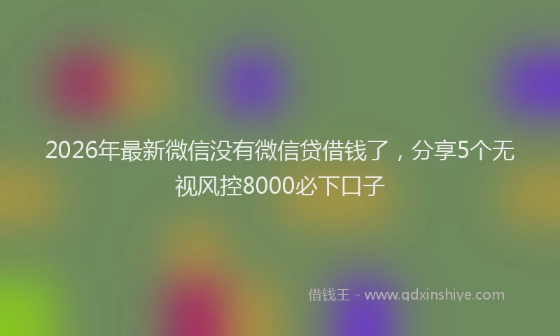 2026年最新微信没有微信贷借钱了，分享5个无视风控8000必下口子