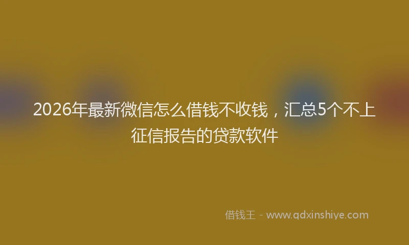 2026年最新微信怎么借钱不收钱，汇总5个不上征信报告的贷款软件