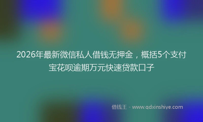2026年最新微信私人借钱无押金，概括5个支付宝花呗逾期万元快速贷款口子
