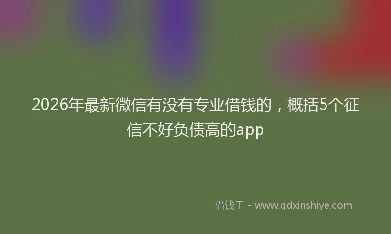 2026年最新微信有没有专业借钱的，概括5个征信不好负债高的app