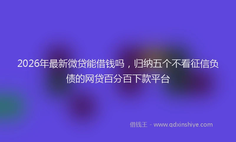 2026年最新微贷能借钱吗，归纳五个不看征信负债的网贷百分百下款平台