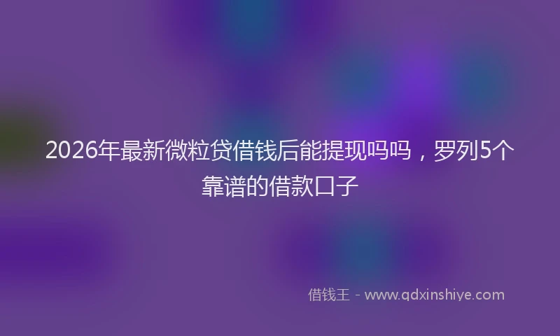 2026年最新微粒贷借钱后能提现吗吗，罗列5个靠谱的借款口子