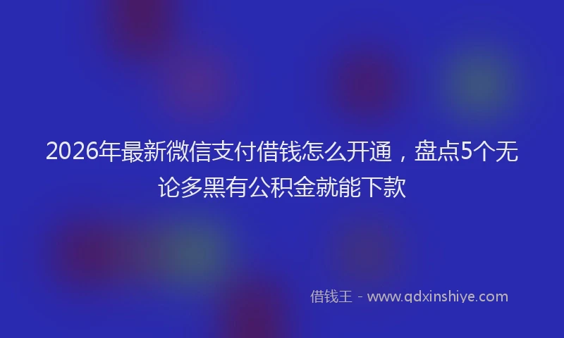2026年最新微信支付借钱怎么开通,盘点5个无论多黑有公积金就能下款