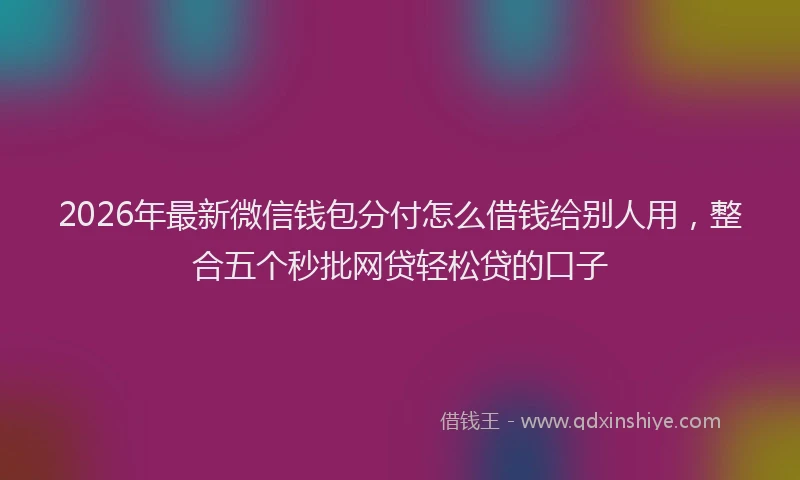2026年最新微信钱包分付怎么借钱给别人用，整合五个秒批网贷轻松贷的口子
