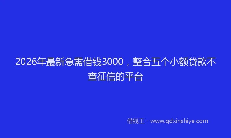 2026年最新急需借钱3000,整合五个小额贷款不查征信的平台