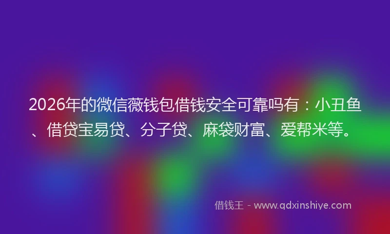 2026年的微信薇钱包借钱安全可靠吗有：小丑鱼、借贷宝易贷、分子贷、麻袋财富、爱帮米等。