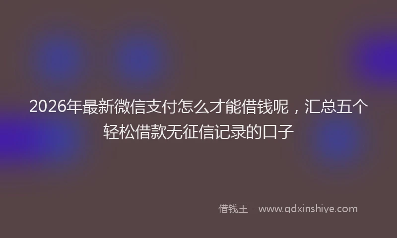 2026年最新微信支付怎么才能借钱呢，汇总五个轻松借款无征信记录的口子
