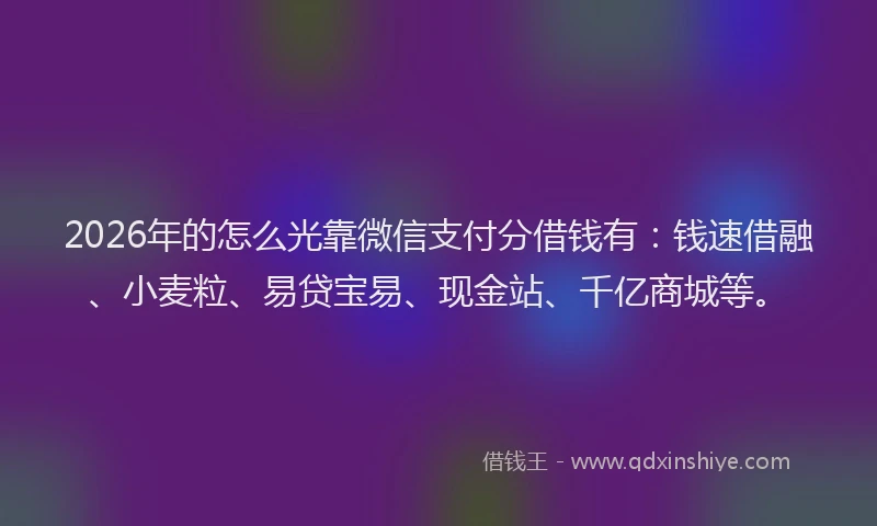 2026年的怎么光靠微信支付分借钱有：钱速借融、小麦粒、易贷宝易、现金站、千亿商城等。