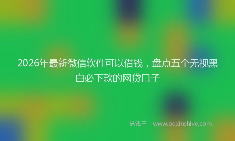 2026年最新微信软件可以借钱，盘点五个无视黑白必下款的网贷口子