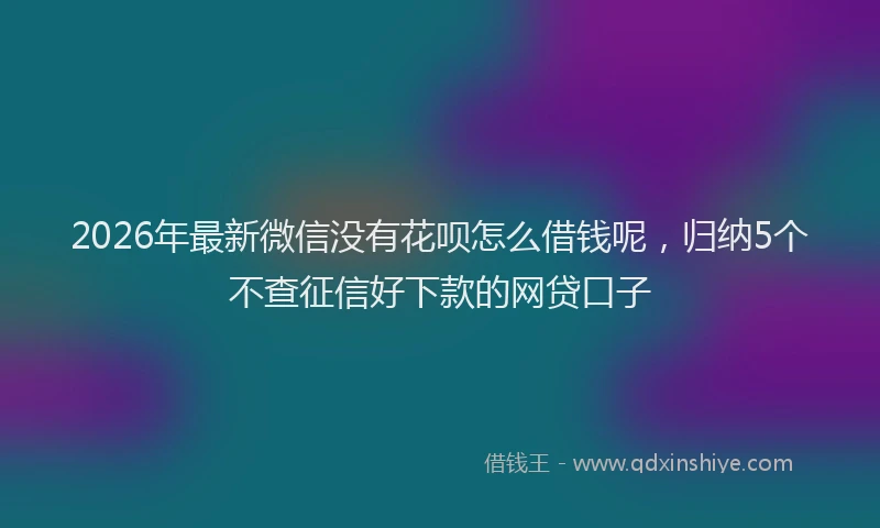 2026年最新微信没有花呗怎么借钱呢，归纳5个不查征信好下款的网贷口子
