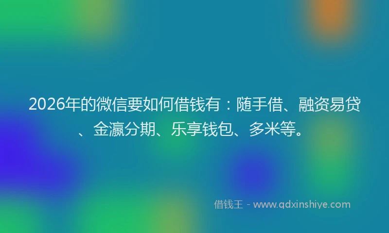 2026年的微信要如何借钱有：随手借、融资易贷、金瀛分期、乐享钱包、多米等。
