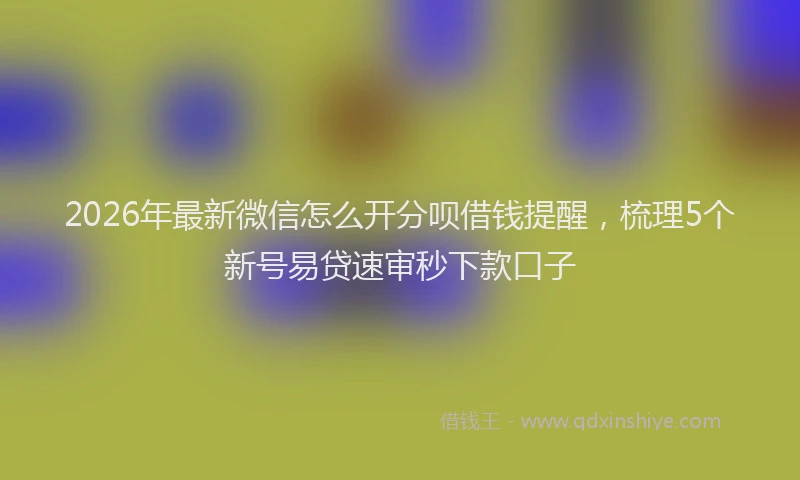 2026年最新微信怎么开分呗借钱提醒，梳理5个新号易贷速审秒下款口子