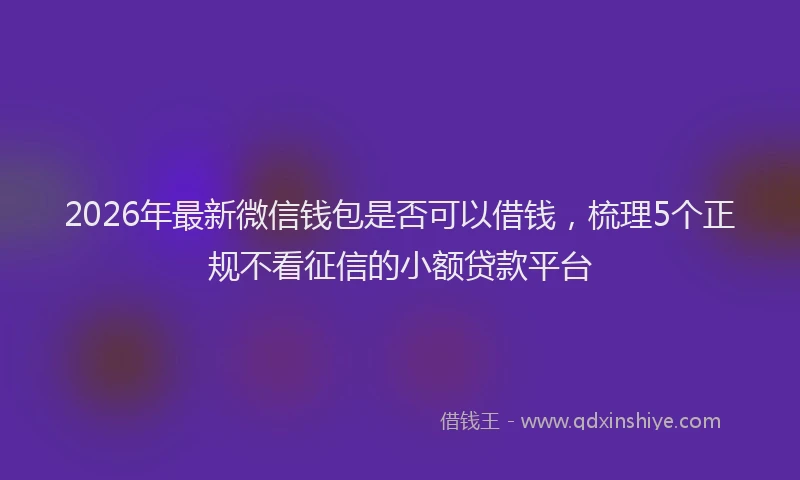 2026年最新微信钱包是否可以借钱，梳理5个正规不看征信的小额贷款平台