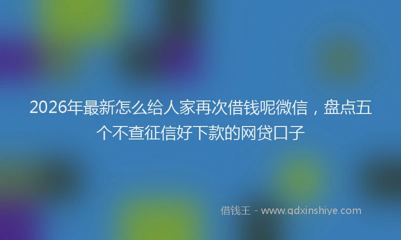 2026年最新怎么给人家再次借钱呢微信，盘点五个不查征信好下款的网贷口子