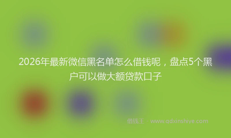 2026年最新微信黑名单怎么借钱呢，盘点5个黑户可以做大额贷款口子