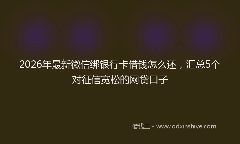 2026年最新微信绑银行卡借钱怎么还，汇总5个对征信宽松的网贷口子