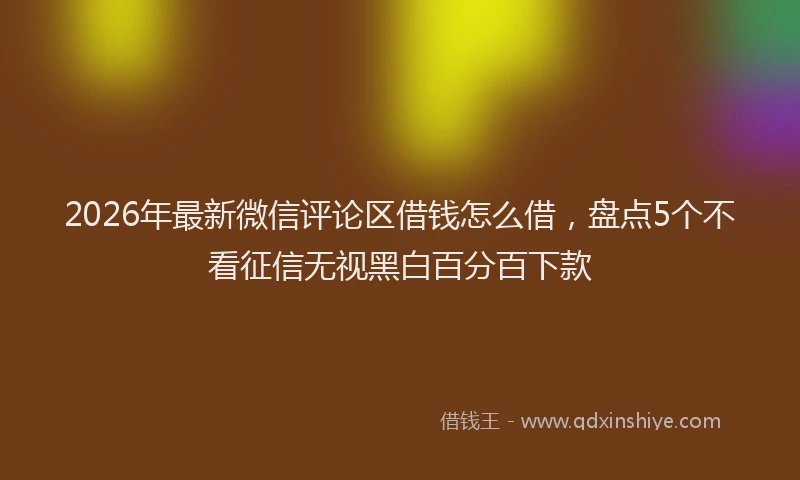 2026年最新微信评论区借钱怎么借，盘点5个不看征信无视黑白百分百下款