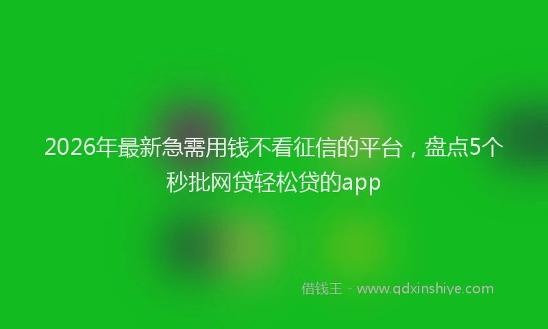 2026年最新急需用钱不看征信的平台，盘点5个秒批网贷轻松贷的app