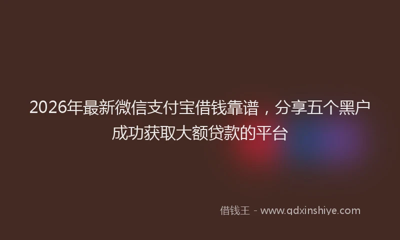 2026年最新微信支付宝借钱靠谱，分享五个黑户成功获取大额贷款的平台